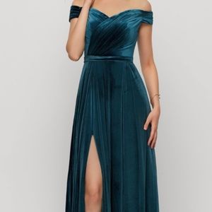 A line velvet formal dress